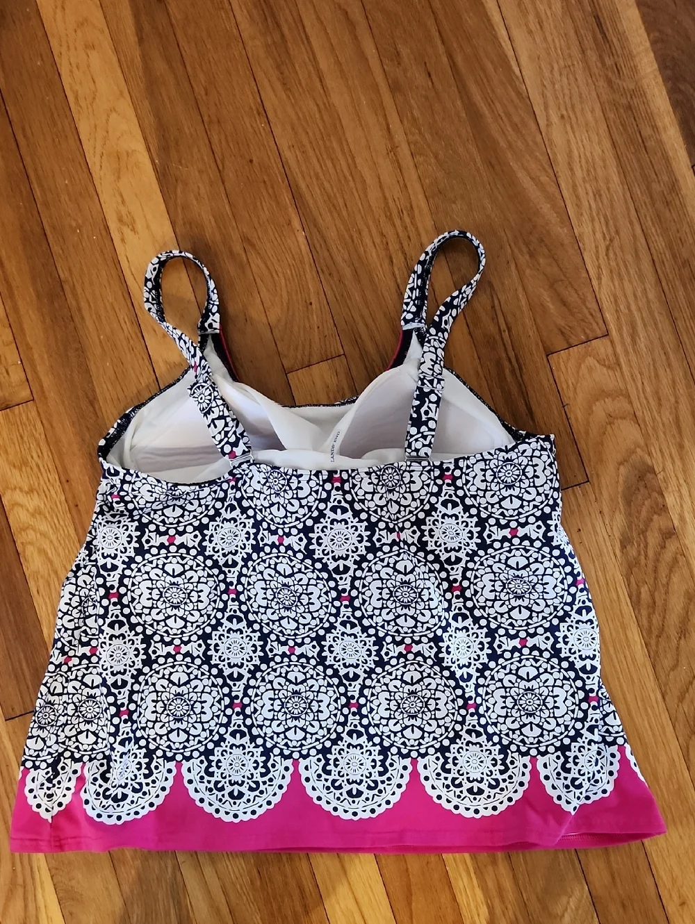 Lands' End NWOT Navy White Pink  Tankini Swim Top NWOT Plus size 18 W 🏖 - Picture 4 of 9